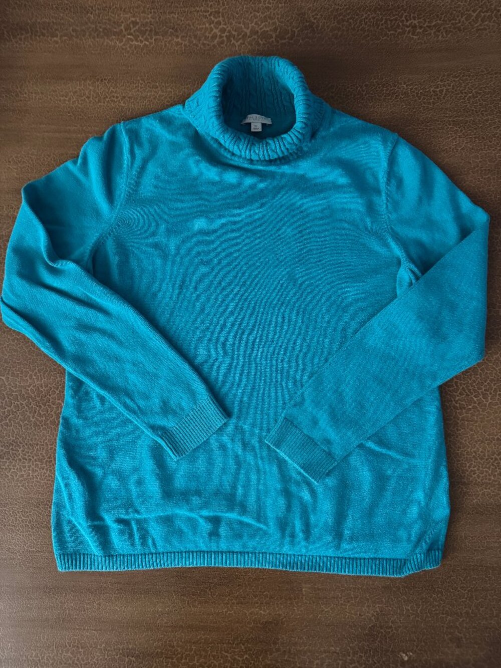 Talbots Ribbed Turtleneck Sweater Teal/Blue Size Medium